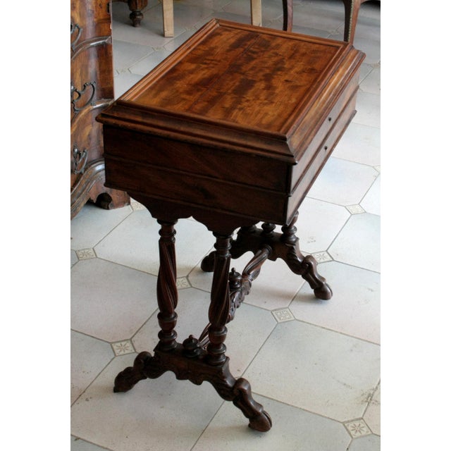 Discover this exquisite classic French decor vintage mahogany sewing desk, a stunning mid-19th century piece from France...