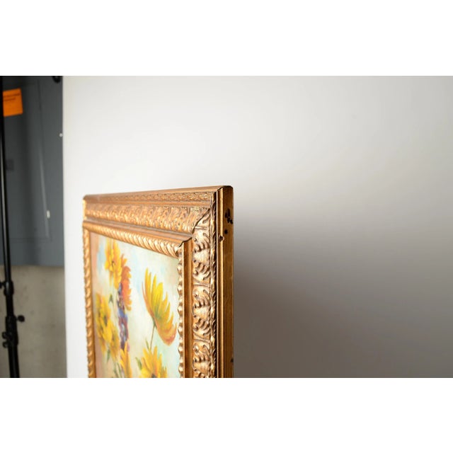 Vintage Still Life Painting Sunflowers Gold Gilt Frame Signed A. Gotz For Sale - Image 9 of 9