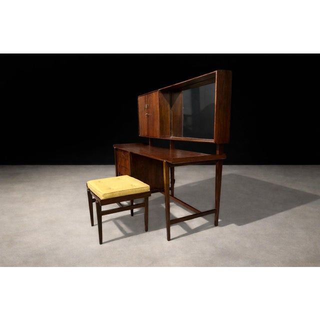 Carlo Hauner Brazilian Modern Dresser With Stool in Rosewood, Carlo Hauner for Forma, 1950s For Sale - Image 4 of 16