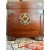 Late 20th Century Chinese Burl Wood Jewelry Chest Ornate Brass Hardware Green Silk Lining 9x14x10 For Sale - Image 10 of 11