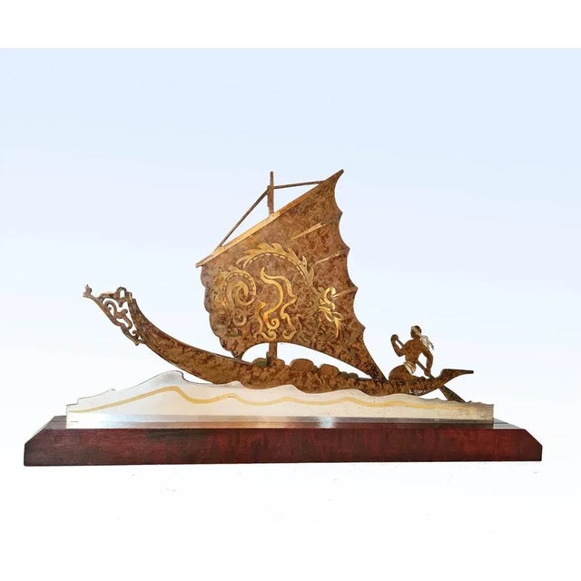 Art Deco Brass Boat Sculpture by L. Gerfaux For Sale - Image 11 of 11