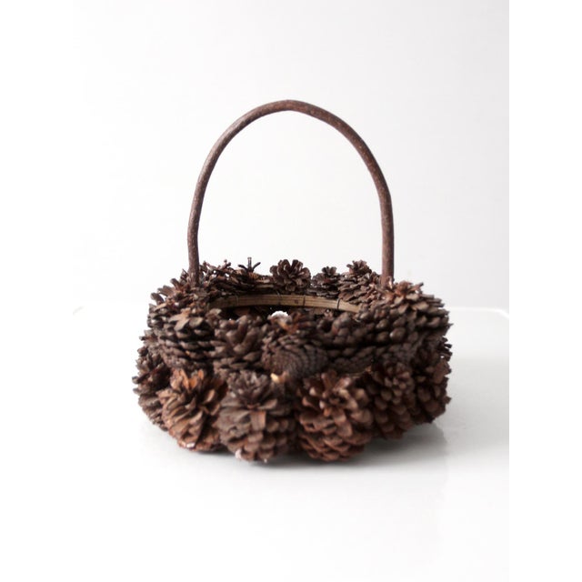 Brown Vintage Handmade Pinecone Basket For Sale - Image 8 of 15