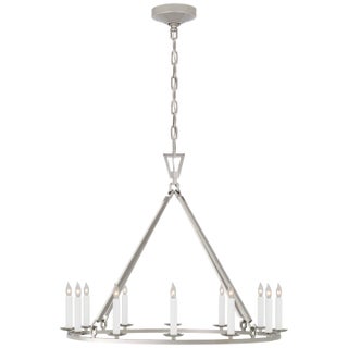 Chapman & Myers for Visual Comfort Signature Darlana Medium Single Ring Chandelier in Polished Nickel For Sale