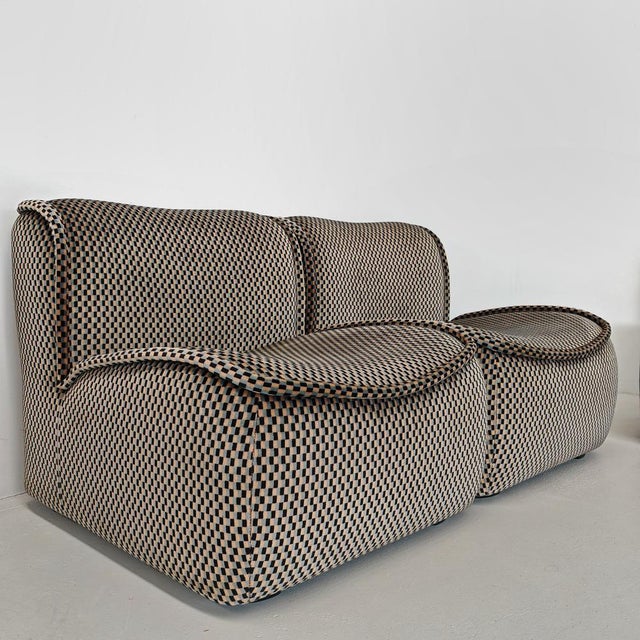 Calida Modular Sofa in Optical Velvet by Giudici for Coima, 1970s, Set of 5 For Sale - Image 18 of 18