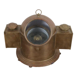 Antique Copper Brass Nautical Maritime Gimbal Compass Binnacle Ship Oil Lamp