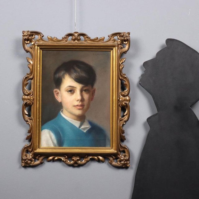 Crayons on cardboard. Signed upper right. Piero Galanti, an artist from Brescia, primarily painted landscapes, still...