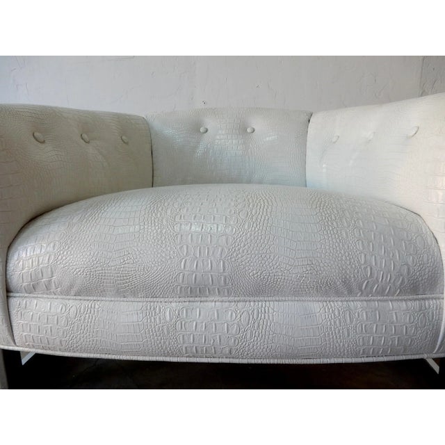 Mid-Century Modern Mid Century Modern Chrome Club Chair in Faux Albino Alligator Hide For Sale - Image 3 of 10