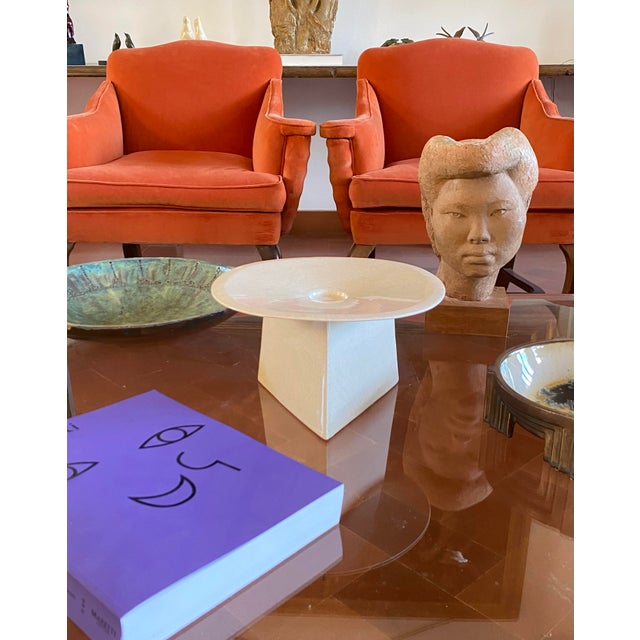 White craquele ceramic vide poche France 1970s 30 diam. x 16.5 cm h Conditions: as good as new. This piece has an...