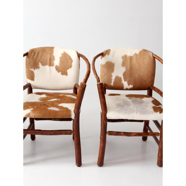 Vintage Old Hickory Hair on Hide Armchairs Set 4 For Sale - Image 17 of 18