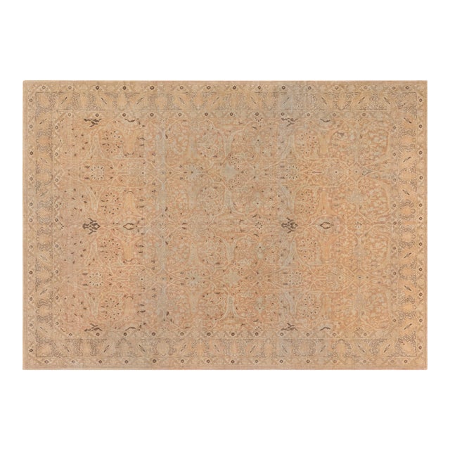 Antique Persian Tabriz Botanic Handwoven Wool Rug For Sale