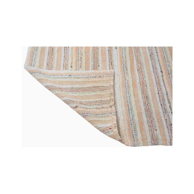 Striped Hemp Turkish Kilim Rug - 5`3″ X 6`11″ Ft. For Sale In Los Angeles - Image 6 of 6