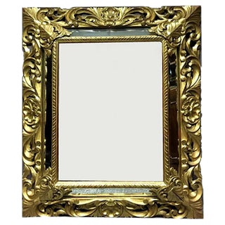 Large Antique Napoleon III Golden Wood Mirror For Sale