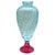 Contemporary Tall Italian Art Glass Vase Aqua Controlled Bubble With Ruby Red Base Sculptural Murano Style 15" For Sale - Image 3 of 11