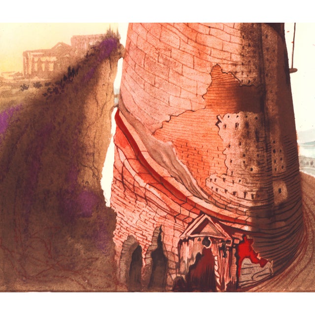 Abstract 1967 Salvador Dalí Biblia Sacra Lithograph "Turris Babel" (Tower of Babel) For Sale - Image 3 of 11