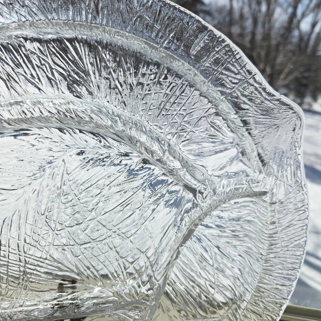 Artsy, MCM Hadeland Glassverk Furu Divided Serving Tray Vintage 12" Pine/spruce Textured clear glass plate by Severin...
