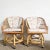 Boho Chic Buri Rattan Swivel Dining Arm Chairs With Multi Color Animal Upholstery - a Pair For Sale - Image 4 of 9