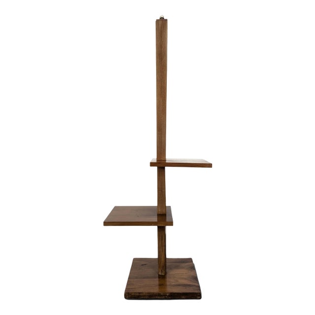 Modernist Wooden Floor Lamp with Shelves, 1950s For Sale