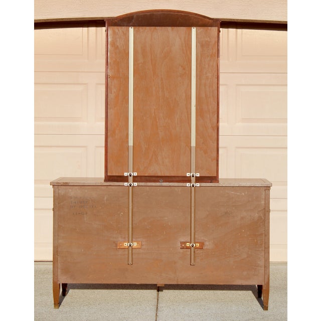 Drexel Mid-Century Mahogany Lowboy Dresser With Matching Mirror - Vintage Solid Wood With Hidden Compartment For Sale - Image 14 of 18