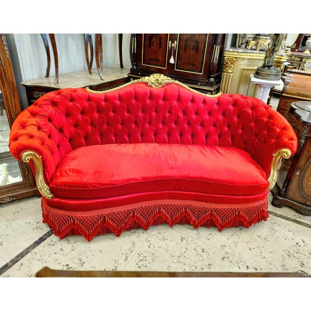 Make an unforgettable statement with this breathtaking French Victorian three-seat sofa, a masterpiece of timeless...
