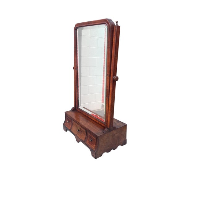 Antique Walnut Dressing Table Shaving Mirror With Hand-Dovetailed Drawers A handsome antique tabletop shaving mirror...