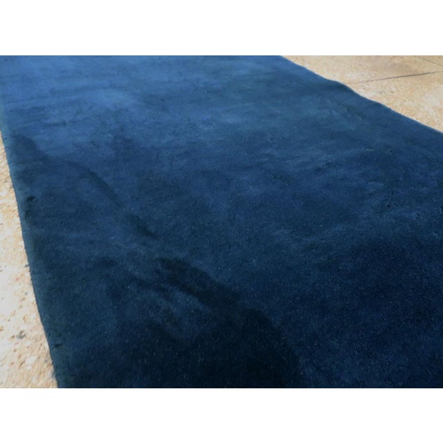 Galerie Shabab Collection Mid-20th Century Handmade Chinese Art Deco Throw Rug in Blue For Sale - Image 4 of 9