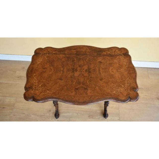Victorian Burr Walnut Inlaid Table, 1860 For Sale - Image 11 of 12