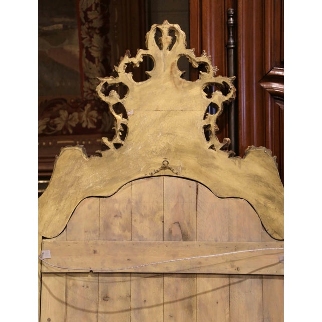 Wood 19th Century Italian Louis XV Style Giltwood Painted Rococo Wall Mirror For Sale - Image 7 of 7