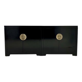 Modern Ming Black Lacquer Credenza by Michael Taylor for Baker Furn. Far East Collection For Sale