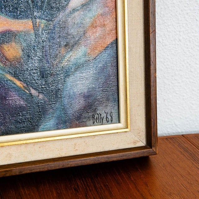 1960s Mid Century Modern Paintings Original Art Abstract Landscape Expressionist Pair For Sale - Image 10 of 11