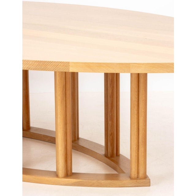Contemporary Pointed Oval Blonde Wood Dining Table For Sale - Image 4 of 8