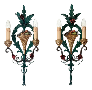 Exceptional Hollywood Regency Wall Sconces attributed to S. Salvadori, Italy, 1960s, Set of 2