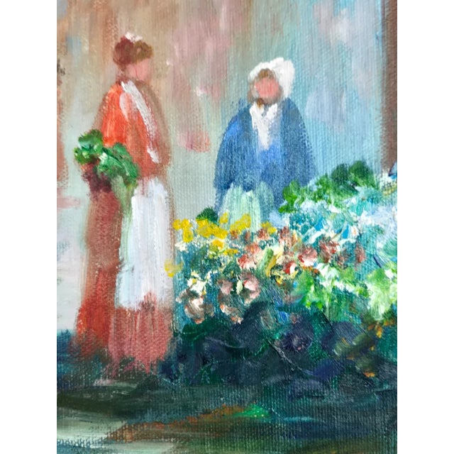 1960s 1960s Howard Kimble Oil Painting of French Flower Market For Sale - Image 5 of 12