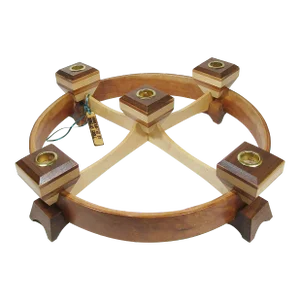 Artisan-Crafted Large Round Wooden Tabletop Candle Holder Centerpiece by Douglas Groll