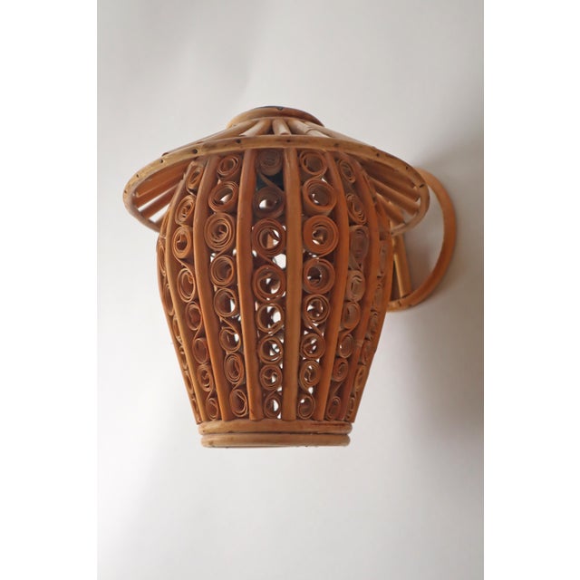 Bamboo Lantern Wall Lights, 1950s, Set of 2 For Sale - Image 10 of 18
