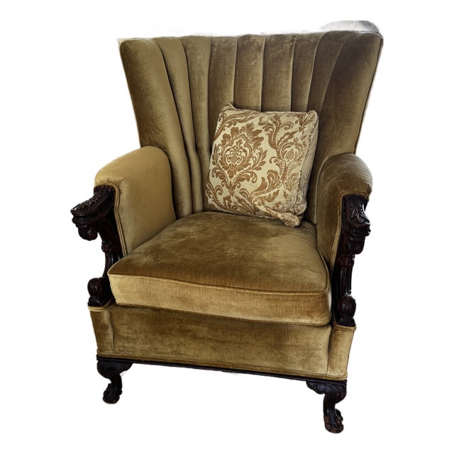 Vintage Channel-Back Armchair For Sale