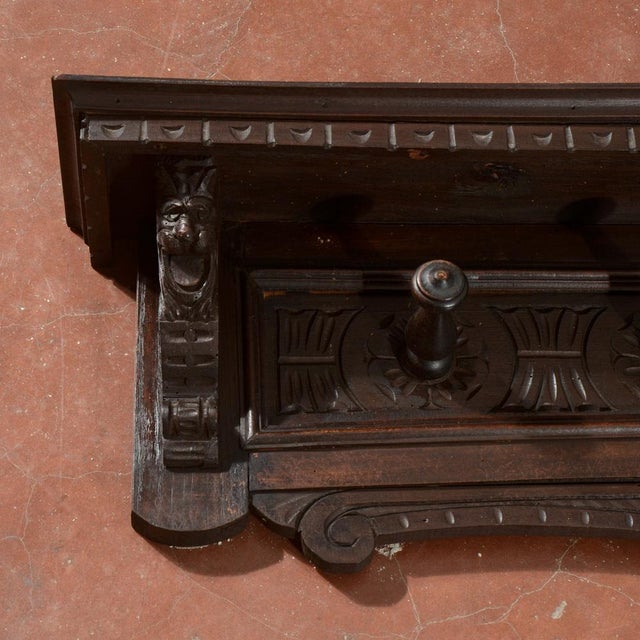 Renaissance Style Carved Wall Coat Hanger, 1920s For Sale - Image 10 of 18