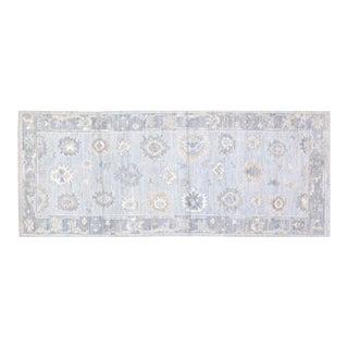 Turkish Oushak Hand Knotted Wool Rug, 3'1''x7'9'' For Sale