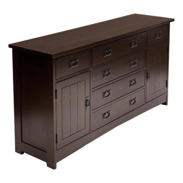 Mission Oak 6-Drawer 62" Sideboard - Walnut For Sale