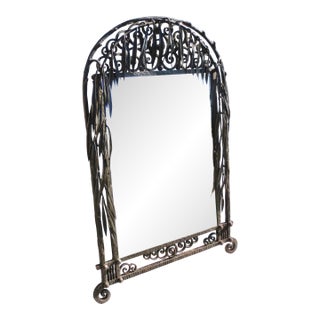 Antique French Iron Art Deco Table Mirror Circa 1920s For Sale