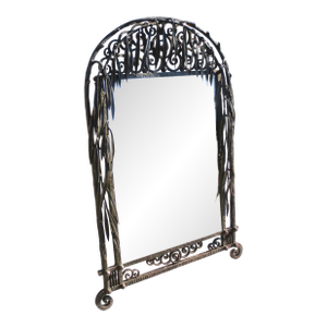Antique French Iron Art Deco Table Mirror Circa 1920s
