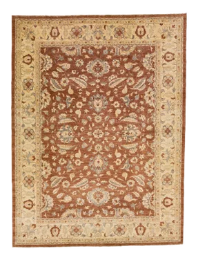 Modern Tabriz Style Brown Handmade Floral Motif Wool Rug
