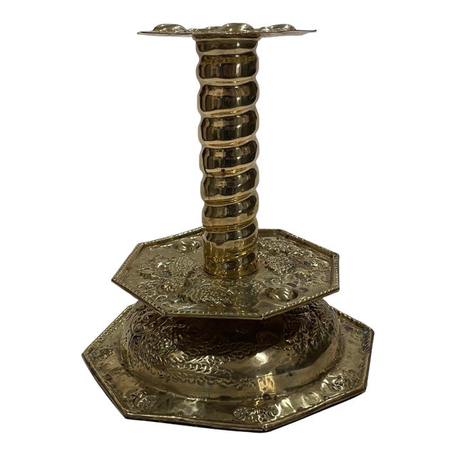 Mottahedeh Swedish Hammered Sheet Brass Candlestick For Sale