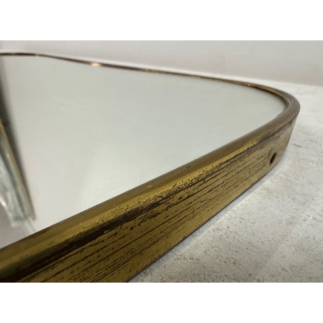 Metal Italian Brass Wall Mirror, 1950s For Sale - Image 7 of 12
