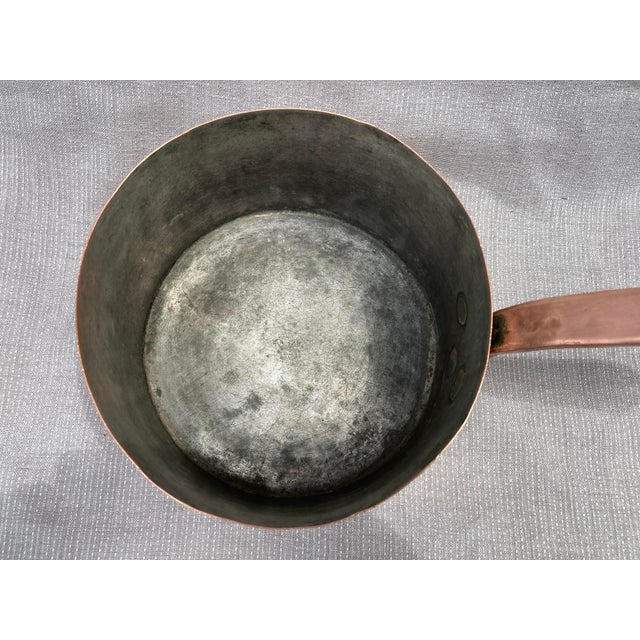 Antique Polished Hand Wrought Copper and Iron Saucepan For Sale - Image 13 of 14