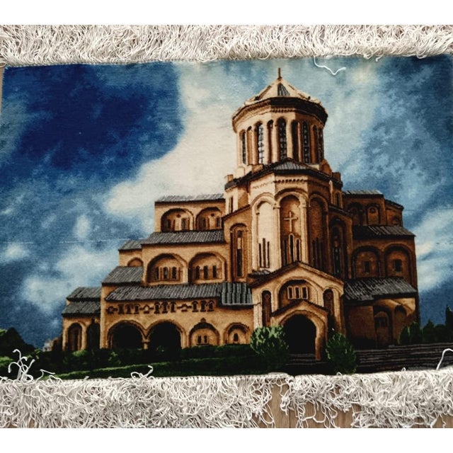 Traditional Handwoven Silk Wall Rug – One of a Kind Georgian Textile Art For Sale - Image 3 of 3