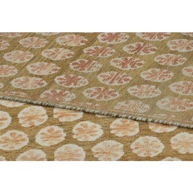 Textile Rug & Kilim’s Block Print Rug, Gold With Cream and Peach Floral Patterns For Sale - Image 7 of 7