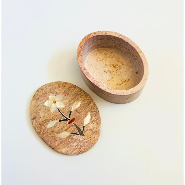 Vintage Floral Inlay Stone Box For Sale In San Francisco - Image 6 of 7