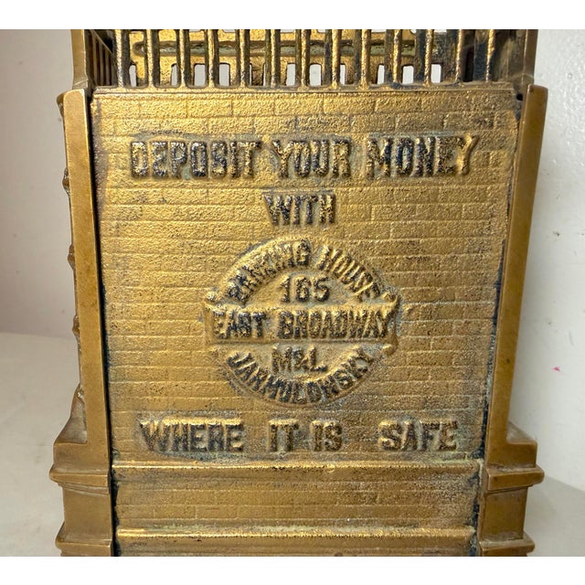 Rare Antique J. & E. Stevens Cast Iron Jarmulowsky Banking House Still Coin Bank For Sale - Image 14 of 14