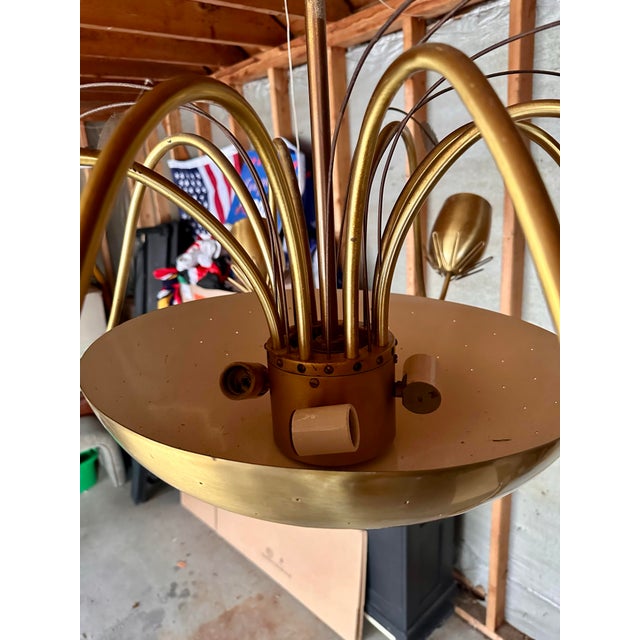 1950s Paavo Tynell for Lightolier Tulip Eight-Light Brass