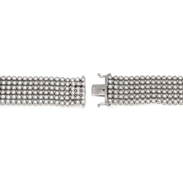 Contemporary Estate 9.97ct Diamond 18k White Gold 6 Strand Wide Bracelet For Sale - Image 3 of 5